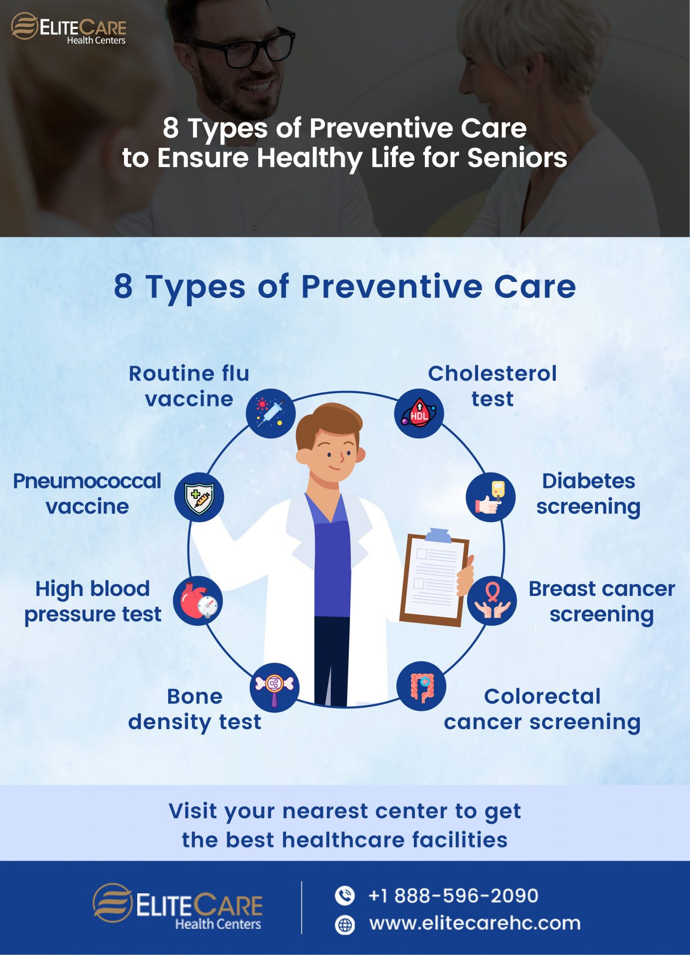 8 Types Preventive Care to Ensure Healthy life for Seniors | Infographic