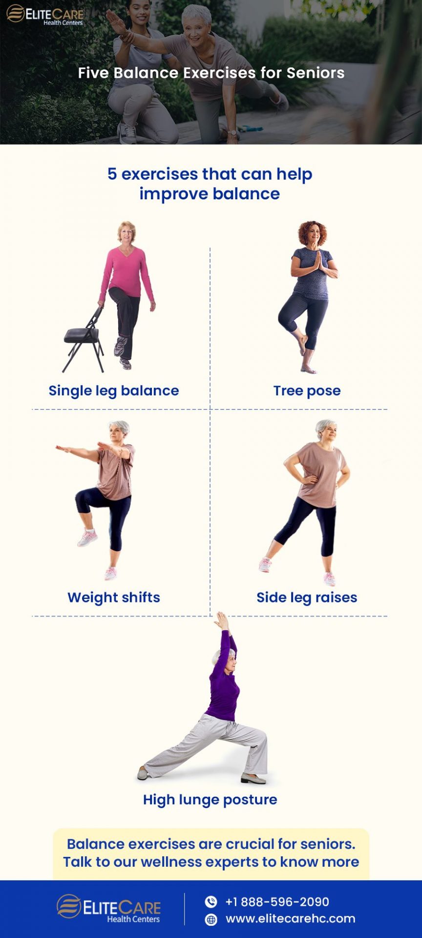 Five Balance Exercises for Seniors | Infographic