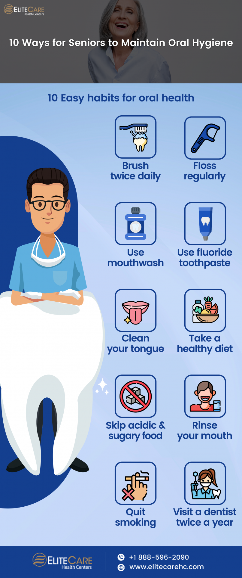 10 Ways to Maintain Good Oral Hygiene in Seniors | Infographic