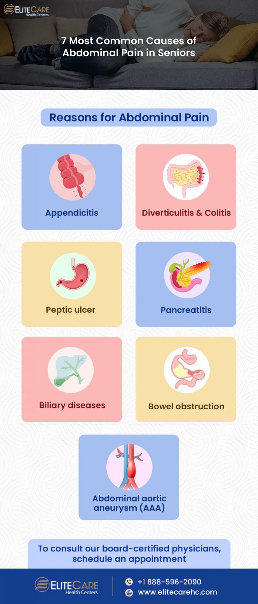 7 Most Common Causes of Abdominal Pain in Seniors | Infographic