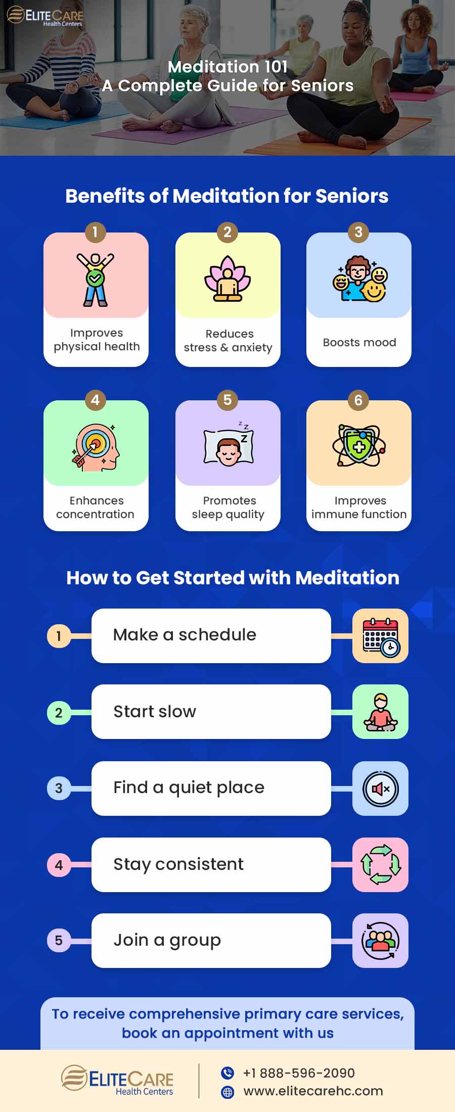 Meditation 101 A Complete Guide for Seniors | Infographic