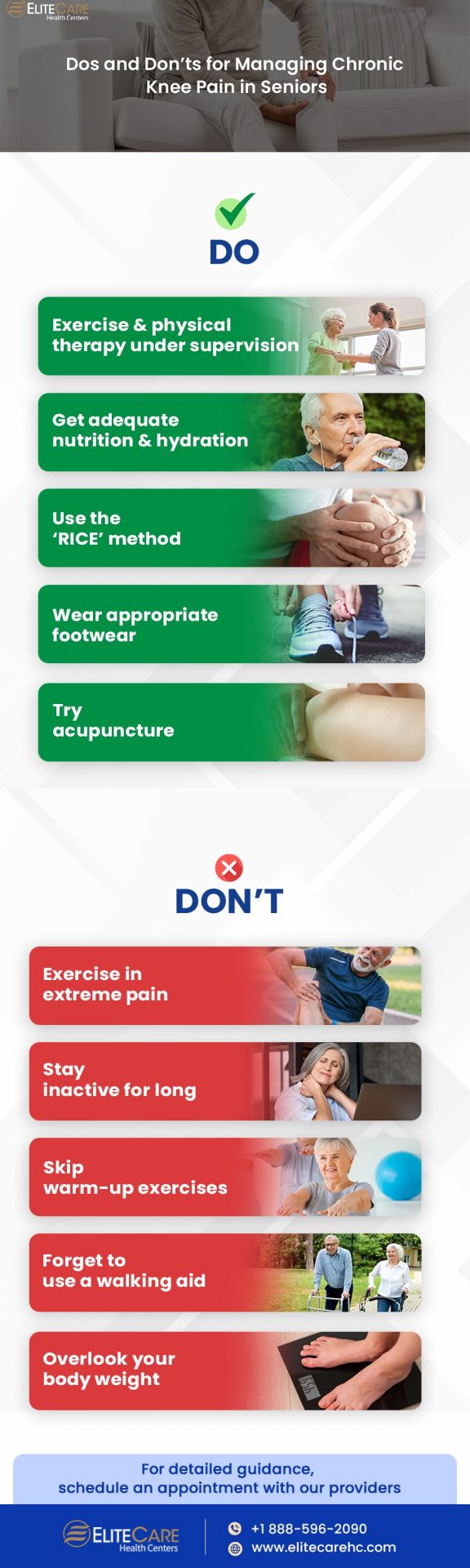 Dos and Don’ts for Managing Chronic Knee Pain in Seniors | Infographic