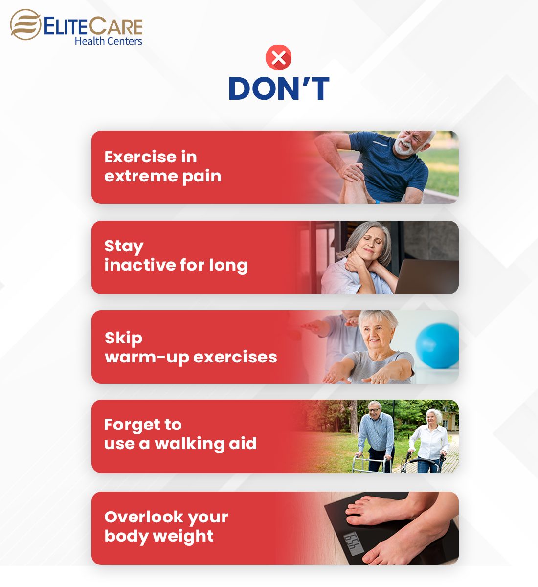 Don’ts for Managing Chronic Knee Pain