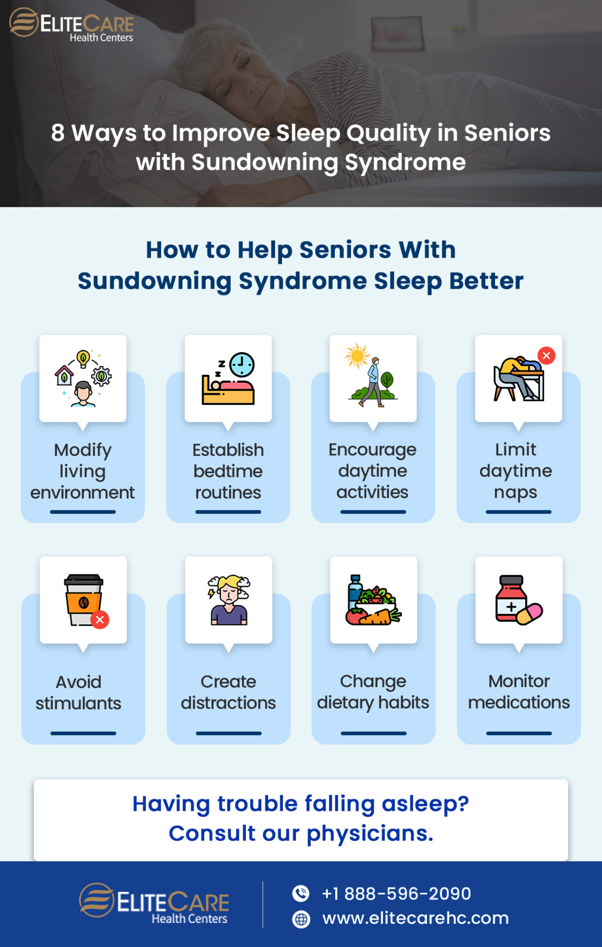 8 Ways to Improve Sleep Quality in Seniors with Sundowning Syndrome | Infographic