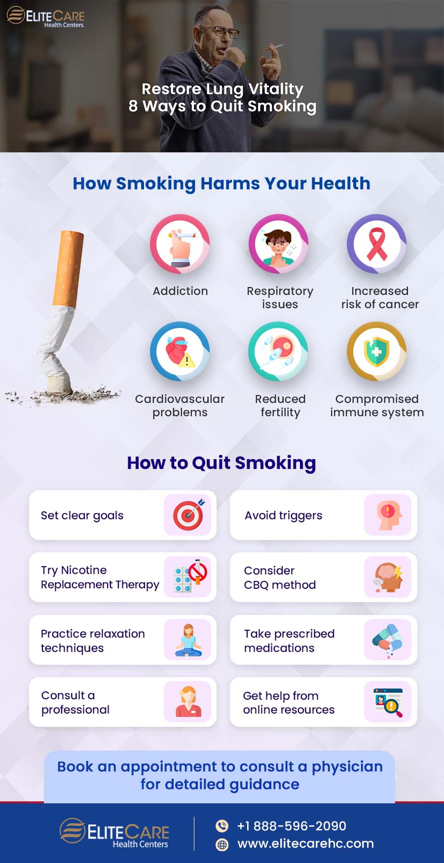Restore Lung Vitality: 8 Ways to Quit Smoking | Infographic